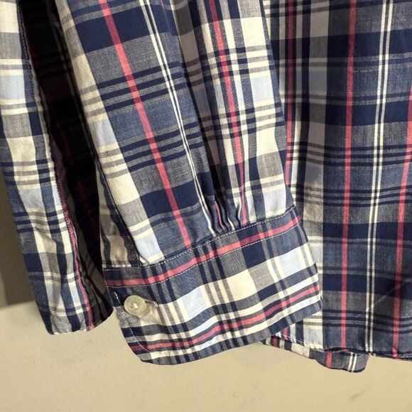 Brooks Brothers Plaid Regent Button Down Shirt Men's XL Blue White Preppy Casual - Picture 9 of 13